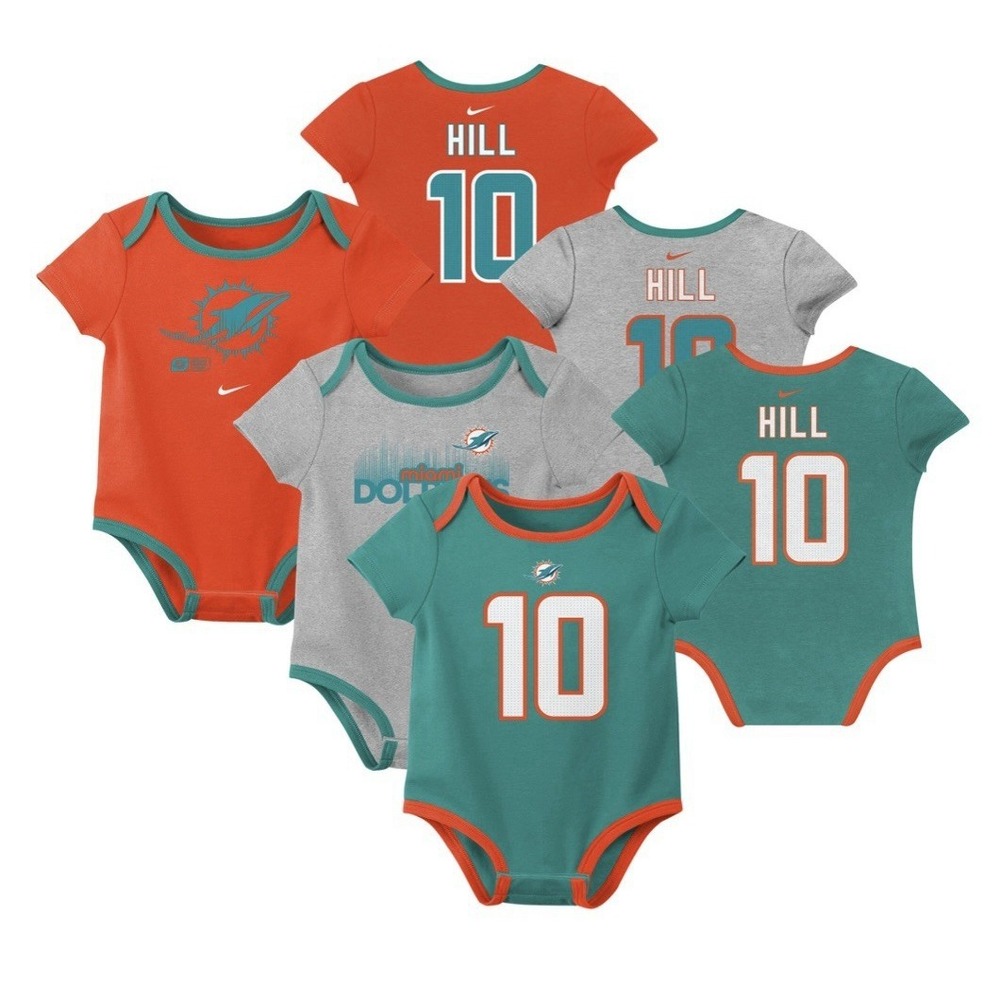 Nike Miami Dolphins Tyreek Hill #10 3-Piece Creeper Set 3-6 Months NWT